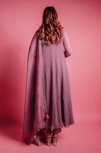 Dewberry mauve plush anarkali set