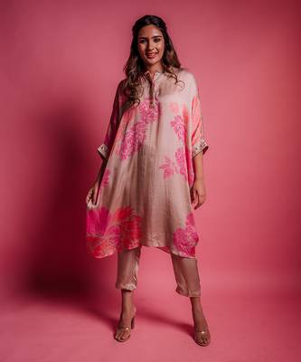 Champagne beige bud kurta set 1
