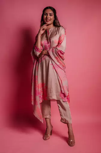 Champagne beige bud kurta set