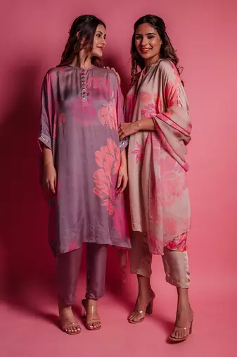 Dewberry mauve flora kurta set