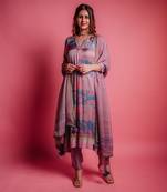Dewberry mauve & dessert blue corsage kurta set