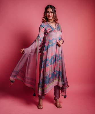 Dewberry mauve & dessert blue corsage kurta set 2