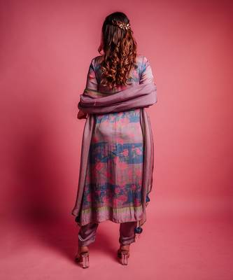 Dewberry mauve & dessert blue corsage kurta set 3
