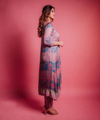 Dewberry mauve & dessert blue corsage kurta set 4