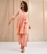 Peach angrakha kurta set