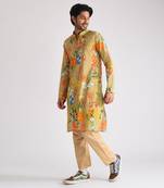 Beige printed kurta set
