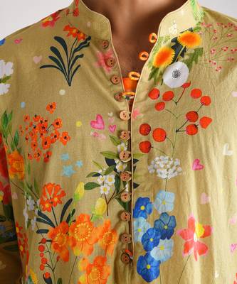 Beige printed kurta set 3