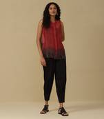 Red shibori printed shirt with camisole