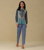 Blue floral print shirt