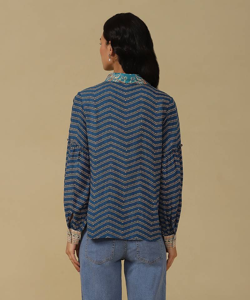 Blue floral print shirt