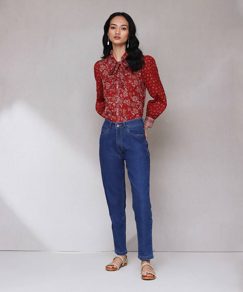 Rust floral print shirt with camisole