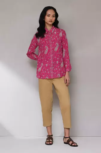 Pink paisley print shirt with camisole