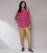 Pink paisley print shirt with camisole