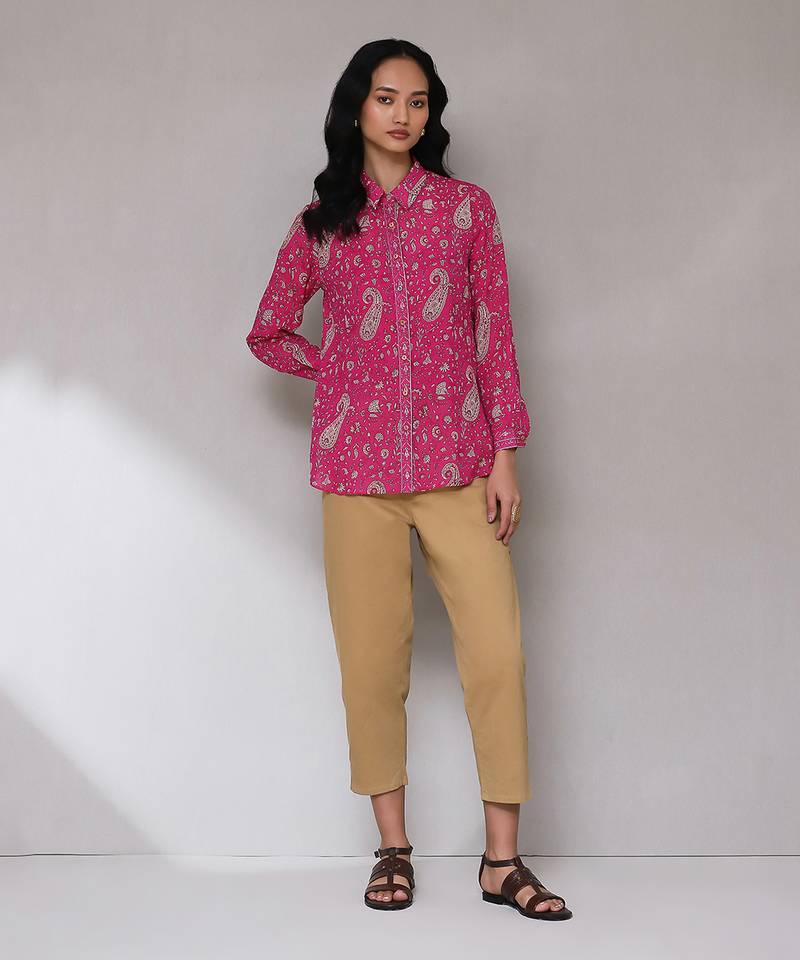 Pink paisley print shirt with camisole