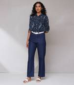 Blue paisley print shirt with camisole