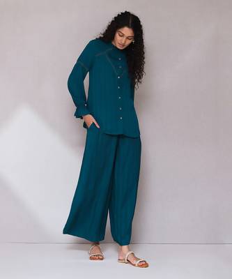 AARKE Teal solid co ord set 1