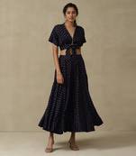 AARKE Navy crop skirt set