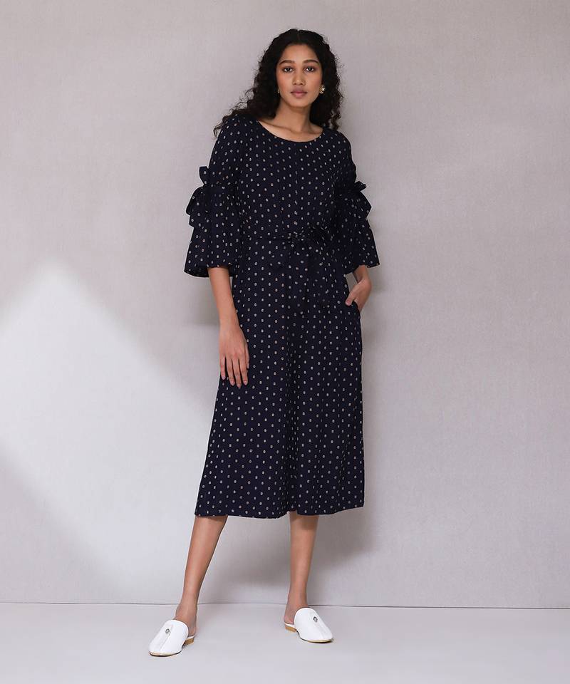 AARKE Navy dobby jumpsuit