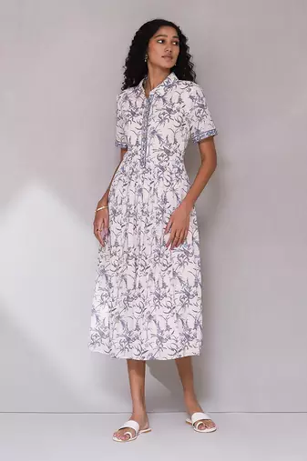AARKE Ecru printed shirt dress