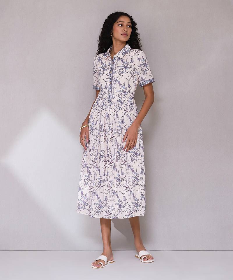 AARKE Ecru printed shirt dress
