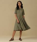 AARKE Sage green solid short dress