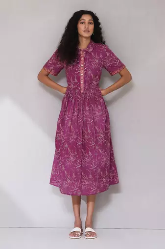 AARKE Purple printed shirt dress