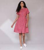 AARKE Pink floral print shirt dress