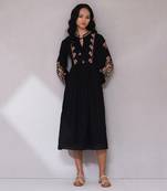 AARKE Black embroidered long dress