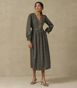 AARKE Grey embroidered long dress