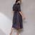 Dark blue yarn dyed long dress