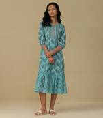 AARKE Aqua paisley print long dress