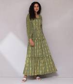 AARKE Green printed long dress