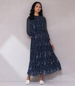 AARKE Blue paisley print long dress
