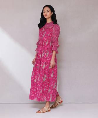 AARKE Pink paisley print long dress 2
