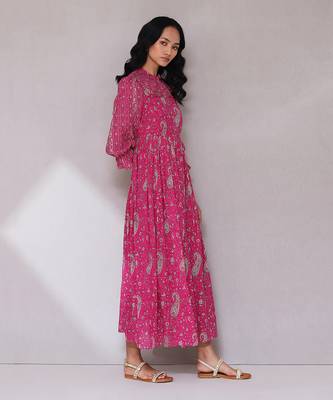 AARKE Pink paisley print long dress 3