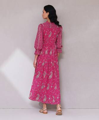 AARKE Pink paisley print long dress 4