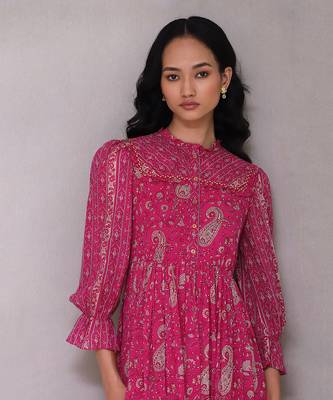 AARKE Pink paisley print long dress 5