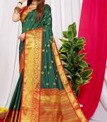 GREEN BANARASI BEAUTIFUL SAREE