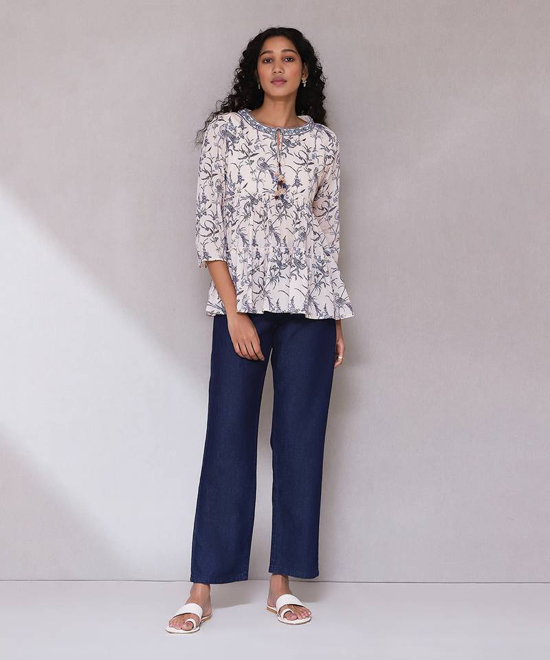 Ecru printed top