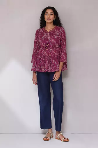 Purple printed top