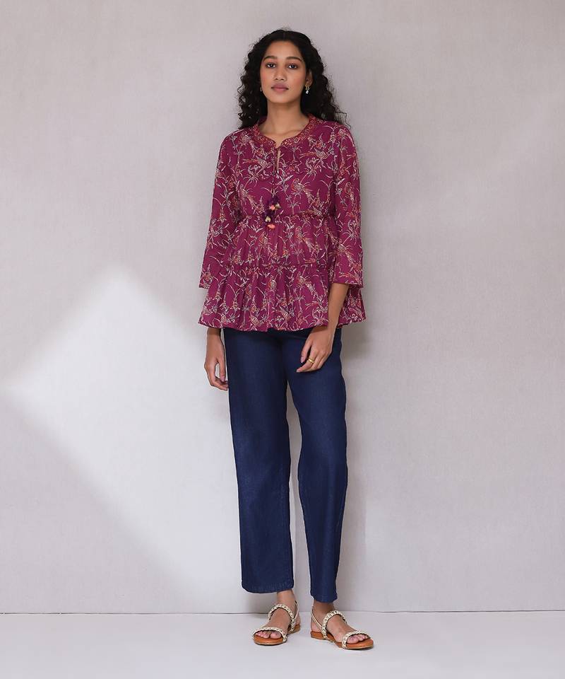 Purple printed top