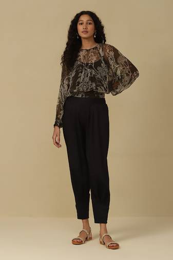 Olive green printed top with camisole