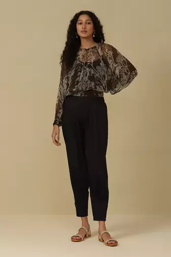 Olive green printed top with camisole