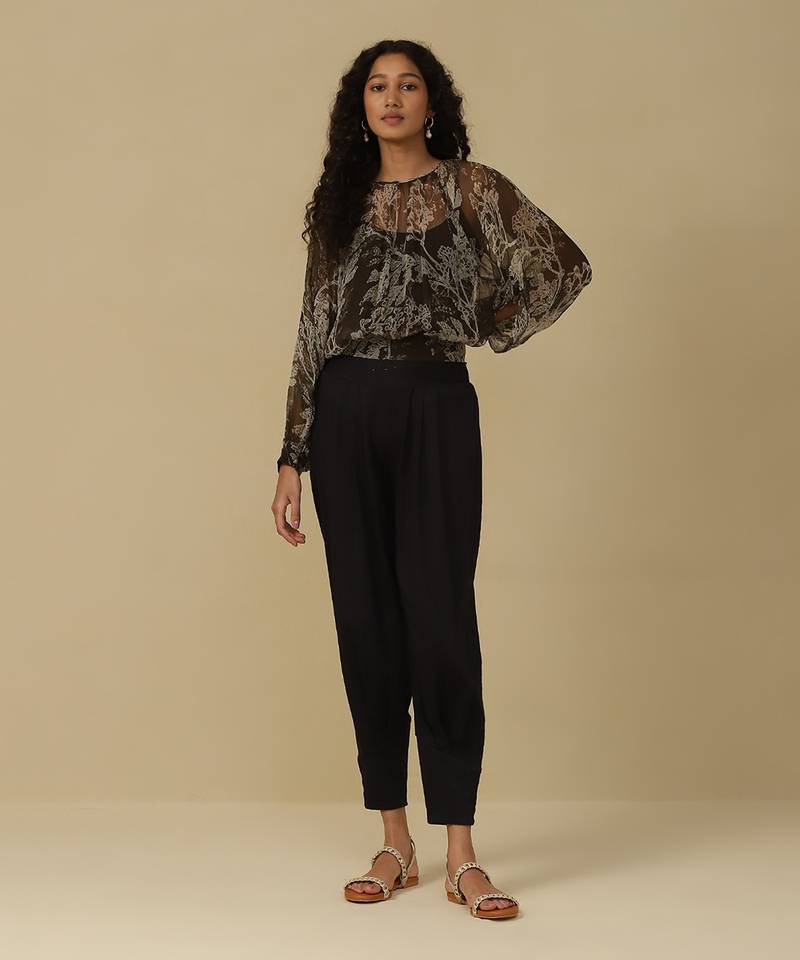 Olive green printed top with camisole