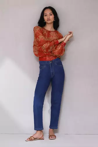 Red green printed top with camisole