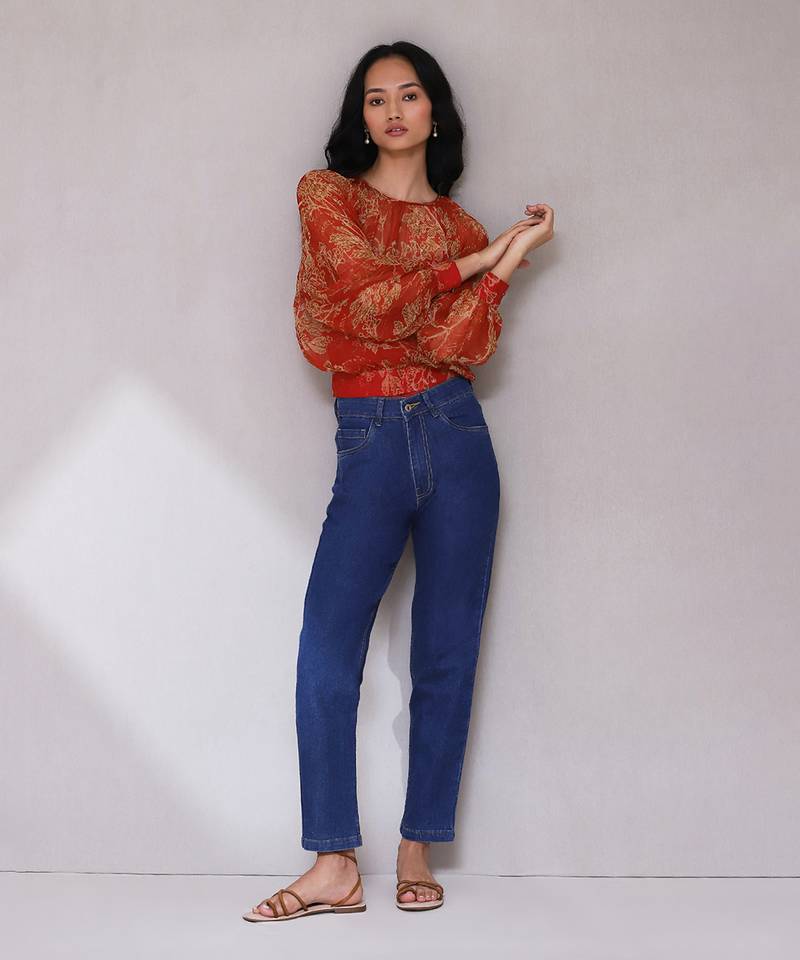 Red green printed top with camisole