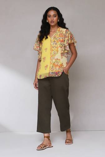 Yellow floral print top