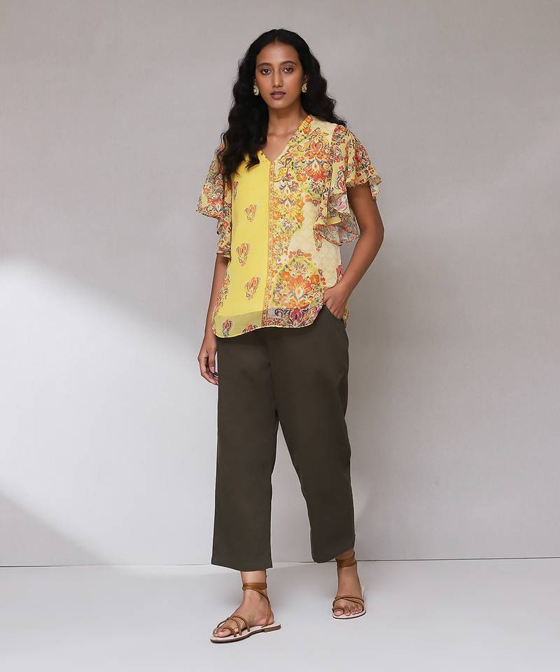 Yellow floral print top