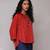 Red embroidered ikat top