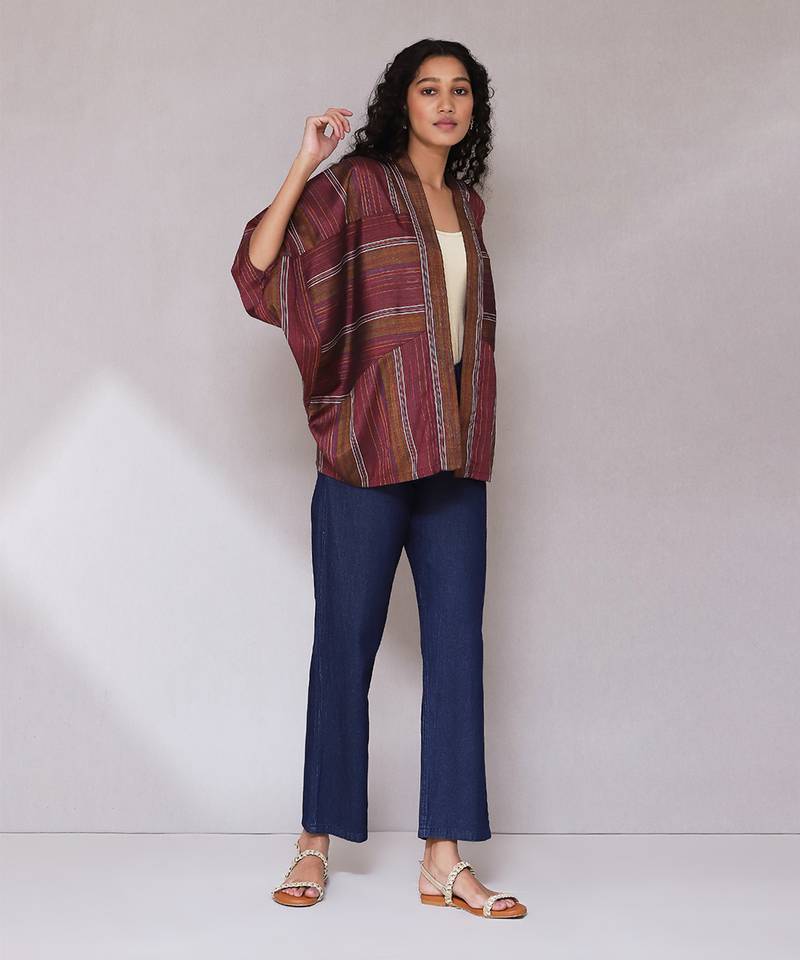 Maroon yarn dyed shrug